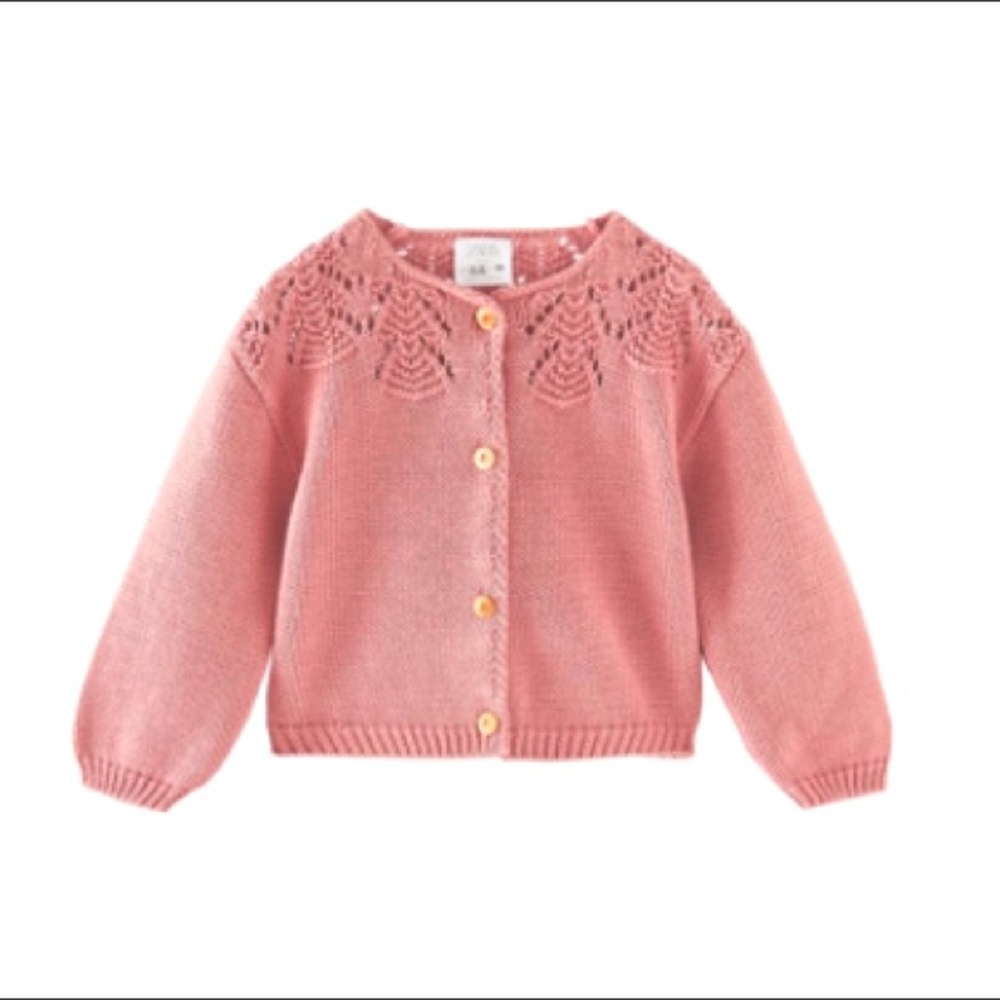Zara Kids Open Knit Jacket Dusty Pink NWT